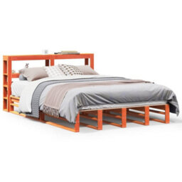 Berkfield Bed Frame Without Mattress Wax Brown 150X200 Cm King Size Solid Wood Pine - thumbnail 2