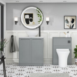 Royal Bathrooms Royal Bathroom Elmore 700mm Matt Pebble Grey Freestanding Countertop Bathroom Vanity Unit 2 Door With Breeze Basin - thumbnail 5