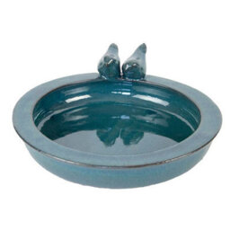 Fallen Fruits Bird Bath Ceramic Round (Petrol Blue) - thumbnail 2
