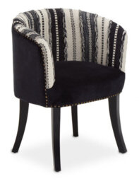 Orsina Black And White Chair, Stud Detail Boho Accent Chair With Mango Wood Legs, Monochrome Upholstered Chair - thumbnail 1