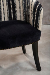 Orsina Black And White Chair, Stud Detail Boho Accent Chair With Mango Wood Legs, Monochrome Upholstered Chair - thumbnail 2