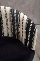 Orsina Black And White Chair, Stud Detail Boho Accent Chair With Mango Wood Legs, Monochrome Upholstered Chair - thumbnail 3