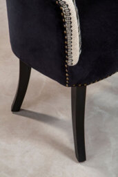 Orsina Black And White Chair, Stud Detail Boho Accent Chair With Mango Wood Legs, Monochrome Upholstered Chair - thumbnail 4