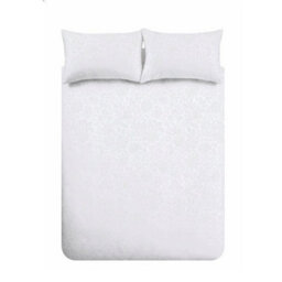 Bianca Fine Linens Fleur Matelasse Jacquard 200 Thread Count Cotton Duvet Cover Set With Pillowcases White - thumbnail 5