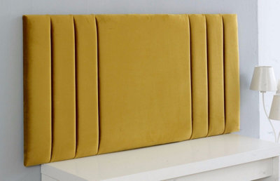 "Adore Designs Rio Plush Velvet 2Ft6 Small Single 20"" Headboard - Turmeric"