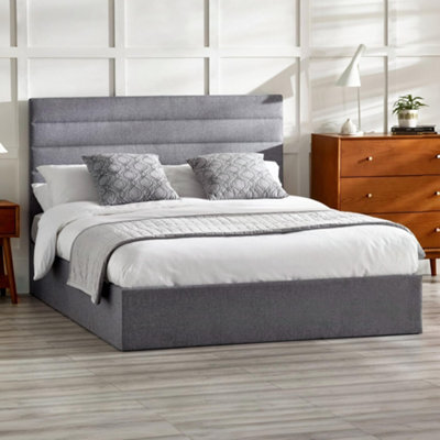 Julian Bowen Merida 135Cm Double Grey Linen Style Fabric Lift-Up Ottoman Storage Bed - image 1