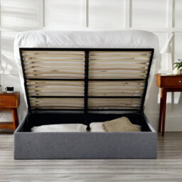 Julian Bowen Merida 135Cm Double Grey Linen Style Fabric Lift-Up Ottoman Storage Bed - thumbnail 2