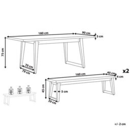 Beliani Garden Dining Set With Benches 6 Seater Oria Concrete Grey - thumbnail 3