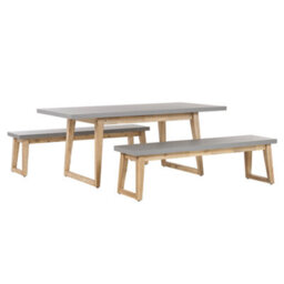 Beliani Garden Dining Set With Benches 6 Seater Oria Concrete Grey - thumbnail 1