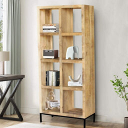 Home Source Stockton Mango Wood Tall 8 Shelf Bookcase - thumbnail 1
