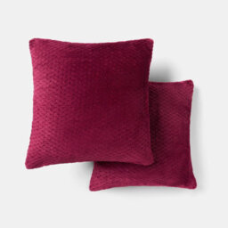 Ohs 2 Pack Of Waffle Fleece Square Cushion Covers - Wine - thumbnail 3