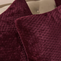 Ohs 2 Pack Of Waffle Fleece Square Cushion Covers - Wine - thumbnail 2