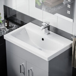 Nes Home 600mm Light Grey Basin Flat Pack Vanity Unit & Wc Toilet Pan Cabinet Suite - thumbnail 3