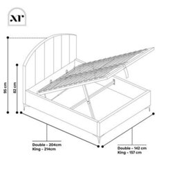 X Rocker Avery Upholstered Shadow Ottoman Bed - Double - Natural Stone - thumbnail 5