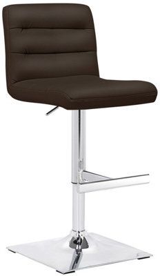 Lamboro Luscious Single Kitchen Bar Stool, Chrome Footrest, Height Adjustable Swivel Gas Lift, Breakfast Bar & Home Barstool, Brown - image 1