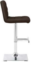 Lamboro Luscious Single Kitchen Bar Stool, Chrome Footrest, Height Adjustable Swivel Gas Lift, Breakfast Bar & Home Barstool, Brown - thumbnail 2