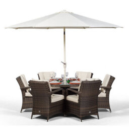 That's Furniture Arizona Round 6 Seater Patio Dining Set With Ice Bucket Drinks Cooler - Brown - thumbnail 6