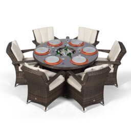 That's Furniture Arizona Round 6 Seater Patio Dining Set With Ice Bucket Drinks Cooler - Brown - thumbnail 7