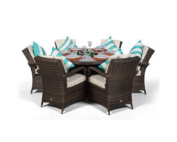 That's Furniture Arizona Round 6 Seater Patio Dining Set With Ice Bucket Drinks Cooler - Brown - thumbnail 4