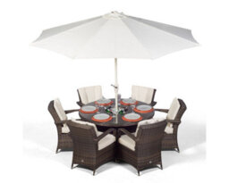 That's Furniture Arizona Round 6 Seater Patio Dining Set With Ice Bucket Drinks Cooler - Brown - thumbnail 5