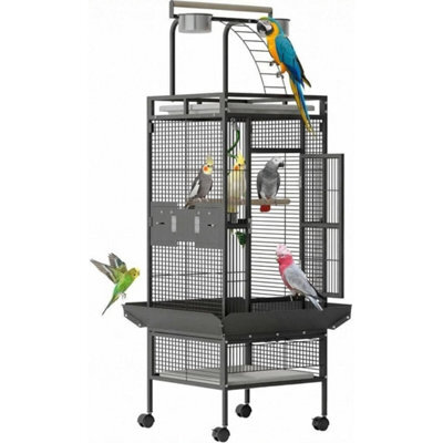 Black Large Rolling Portable Metal Bird Cage Wheels - image 1