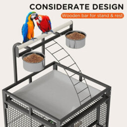 Black Large Rolling Portable Metal Bird Cage Wheels - thumbnail 3