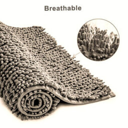 Grey 67X110Cm Non-Slip Absorbent Bath Shower Mat Rug Super Soft Chenille Machine Washable Mats - thumbnail 1