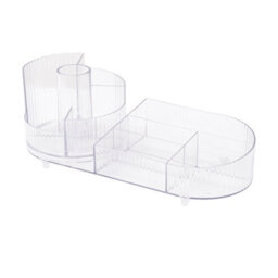 Living And Home Clear Multifunctional Tabletop Cosmetic Storage Organizer With Rotating Section - thumbnail 1