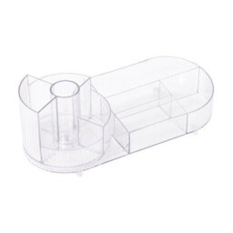 Living And Home Clear Multifunctional Tabletop Cosmetic Storage Organizer With Rotating Section - thumbnail 4