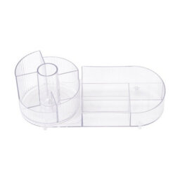 Living And Home Clear Multifunctional Tabletop Cosmetic Storage Organizer With Rotating Section - thumbnail 2