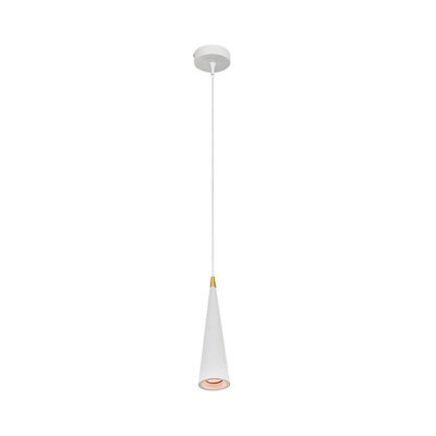 CGC Lighting Cgc Evi White And Gold Cone Metal Pendant Ceiling Light Adjustable White Cord - image 1