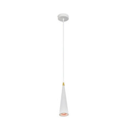 CGC Lighting Cgc Evi White And Gold Cone Metal Pendant Ceiling Light Adjustable White Cord