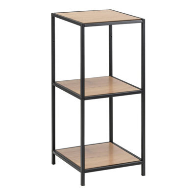 Furniture To Go Seaford Narrow Black Metal Bookcase With 2 Oak Shelves - image 1