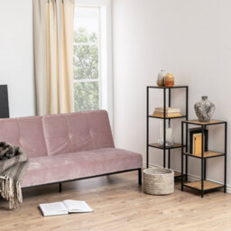 Furniture To Go Seaford Narrow Black Metal Bookcase With 2 Oak Shelves - thumbnail 3