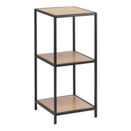 Furniture To Go Seaford Narrow Black Metal Bookcase With 2 Oak Shelves - thumbnail 1