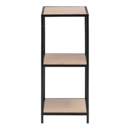 Furniture To Go Seaford Narrow Black Metal Bookcase With 2 Oak Shelves - thumbnail 2