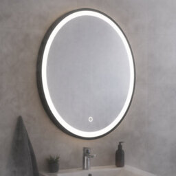 Kartell Nero Round 600mm Led Bathroom Mirror With Demister Pad, Touch Sensor, Ip44 Rated - thumbnail 3