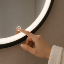 Kartell Nero Round 600mm Led Bathroom Mirror With Demister Pad, Touch Sensor, Ip44 Rated - thumbnail 4