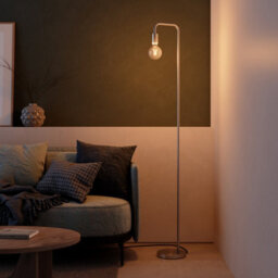 GoodHome Ghlin Satin Silver Effect Floor Lamp - thumbnail 1