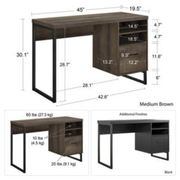 Alphason Dorel Home Candon Writing Desk Medium In Brown - thumbnail 2