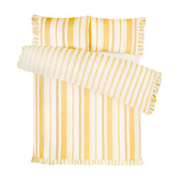 Rapport Home Maya Stripe Polycotton Reversible Duvet Cover Set With Pillowcase King Yellow - thumbnail 3