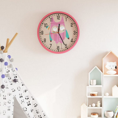 Walplus Wall Clock Pink 25.5 Cm Polystyrene And Glass - image 1