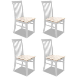 Statement Furniture Florence Highback Wooden Seat Chairs Set Of 4 - White - thumbnail 1
