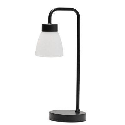 Lighting Supermarket Arch Black Vintage Industrial Table Lamp With Jasmin Opal Glass Shade - image 1