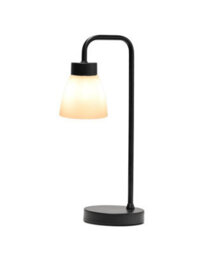 Lighting Supermarket Arch Black Vintage Industrial Table Lamp With Jasmin Opal Glass Shade - thumbnail 2