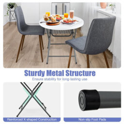 Costway 81 Cm Round Folding Table Round Plastic Table Coffee Dining Table - thumbnail 7