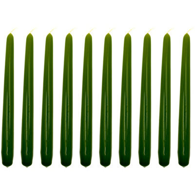 "SolaDirect Tapered Dinner Candles, Pack Of 10, Unscented, Long Burning Time, 24 Cm / 19.45"" (Olive, Varnished)" - image 1