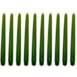 "SolaDirect Tapered Dinner Candles, Pack Of 10, Unscented, Long Burning Time, 24 Cm / 19.45"" (Olive, Varnished)" - thumbnail 1