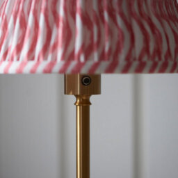Luminosa Lighting Luminosa Burley Rechargeable Brushed Aged Brass Plate Floor Lamp With Coral Pink Fabric Ripple Shade 25Cm Integrated Led - thumbnail 4