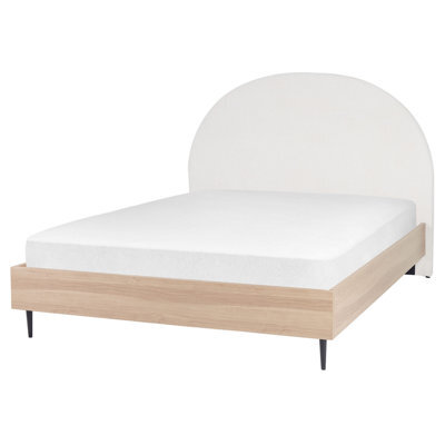 Beliani Bed Fabric Millay 160 X 200 Cm (Eu King Size) Off-White - image 1